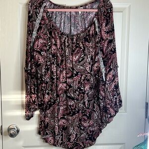 Paisley Print Women's Top - Pink and Black size 26/28